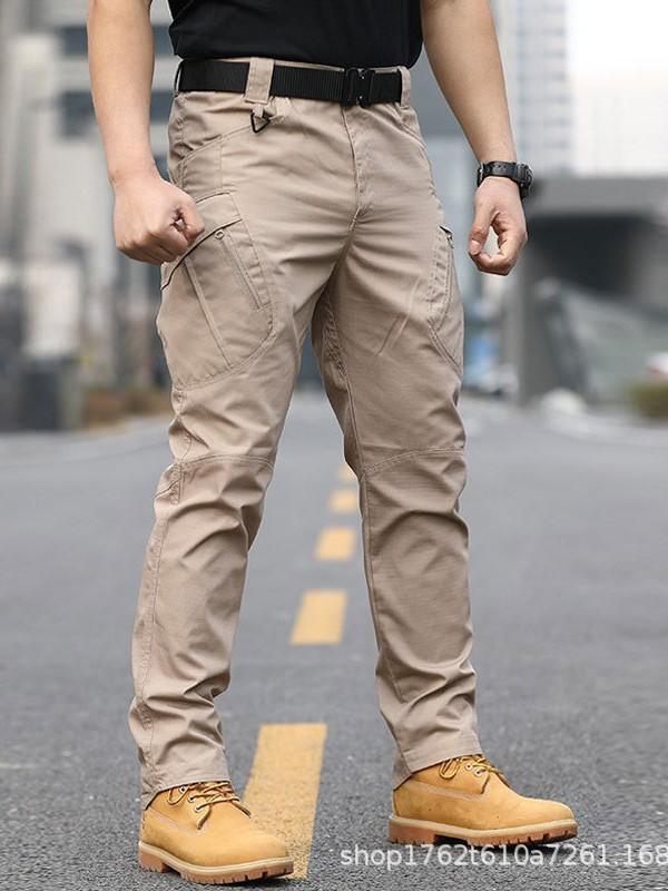 青少年 - タクティカルパンツ メンズ 男性用 春夏 ワークパンツ 作業ズボン ミリタリー カーゴパンツ 多ポケット ズボン 綿混紡 耐摩耗 丈夫 アウトドア 普段使い ブラック グレー カーキ グリーン