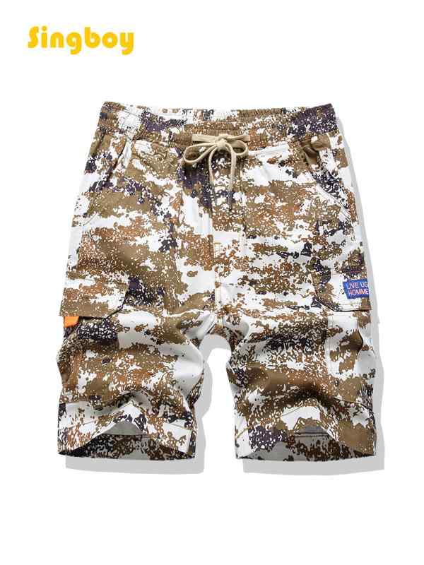 子供服 ハーフパンツ 男の子 迷彩柄 カーゴパンツ 薄手 コットン 中 круп 大きいサイズ カジュアル 普段着 雪山ホワイト デザートイエロー