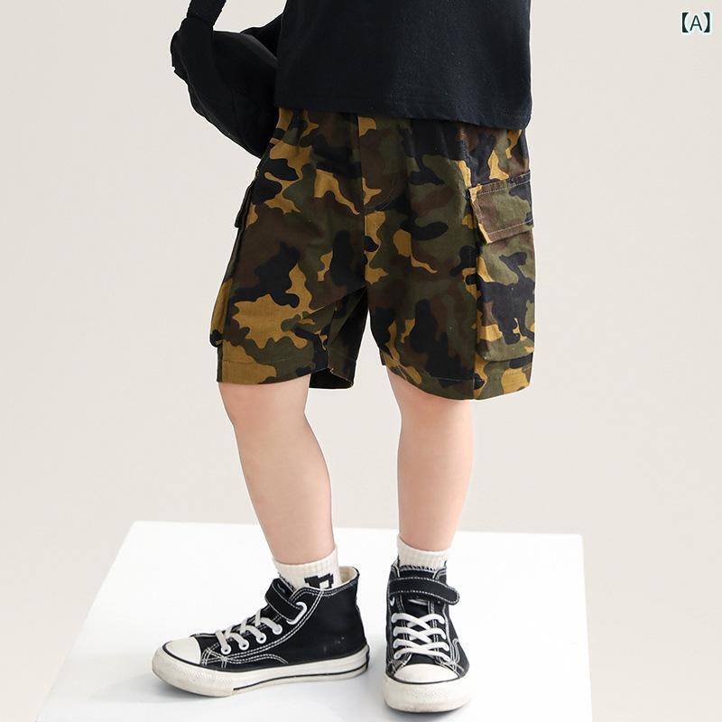 キッズ ハーフパンツ 男の子 迷彩柄 コットン 短パン 中大童サイズ カジュアルパンツ 120cm 130cm 140cm 150cm 160cm 170cm