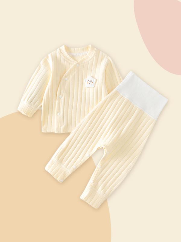 ベビー・キッズ 子供用 長袖インナー 上下セット 綿 高腰 腹巻付き あったか 秋冬 春秋 パジャマ 部屋着 かわいい ルームウェア