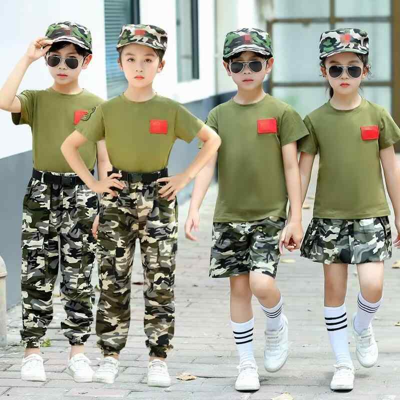 迷彩服 キッズ 夏用 半袖 セットアップ 子供 大学生 военнослужащий 服装 短パン 長ズボン 帽子 ソックス付き 速乾 通気 吸湿性