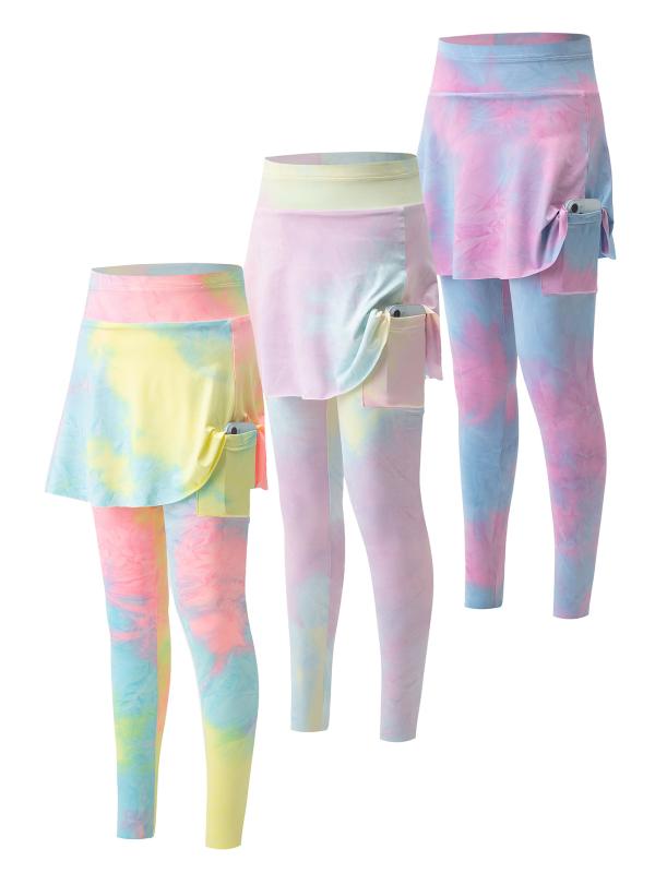 スカート キッズ 女の子 スカート付きパンツ 春夏 扎染 高学年 子供服 ガールズ 女児 カジュアル 普段着 通学着 120cm 130cm 140cm 150cm