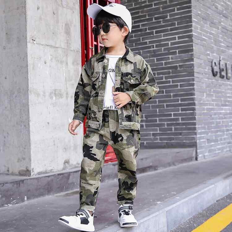 キッズ 男の子用 迷彩柄 セットアップ 春秋 ジャージ 上下セット 長袖 長ズボン 綿90% 普段着 100cm 110cm 120cm 130cm 140cm