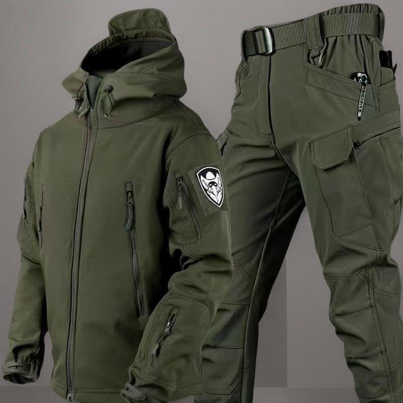迷彩服 メンズ 防水 戦術 作業服 軟殻 シャークスキン ミリタリー アウトドア 登山 防風 耐摩耗 春 スプリング 黒 ブラック 緑 カーキ グレー S M L XL 2XL 3XL 4XL