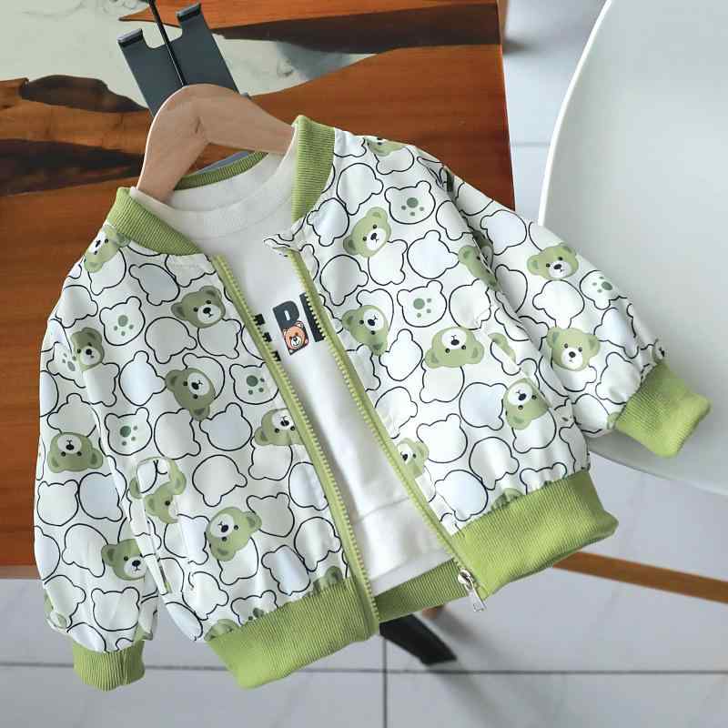 子供服 アウター ジャケット 男女兼用 春秋 ブルゾン ジャンパー 8歳以上 140cm以上 ポリエステル 熊柄..