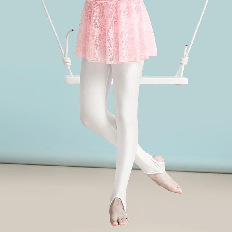 子供用ダンス タイツ ガールズ バレエ レギンス 光沢 踩脚タイプ ヨガ 練習着 白 黒 110cm 120cm 130cm..
