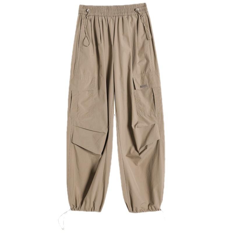 ワークパンツ レディース 高身長 薄手 吸湿速乾 9分丈 ハーレムパンツ スポーツパンツ 黒 ブラック カーキ XS S M L XL 2XL