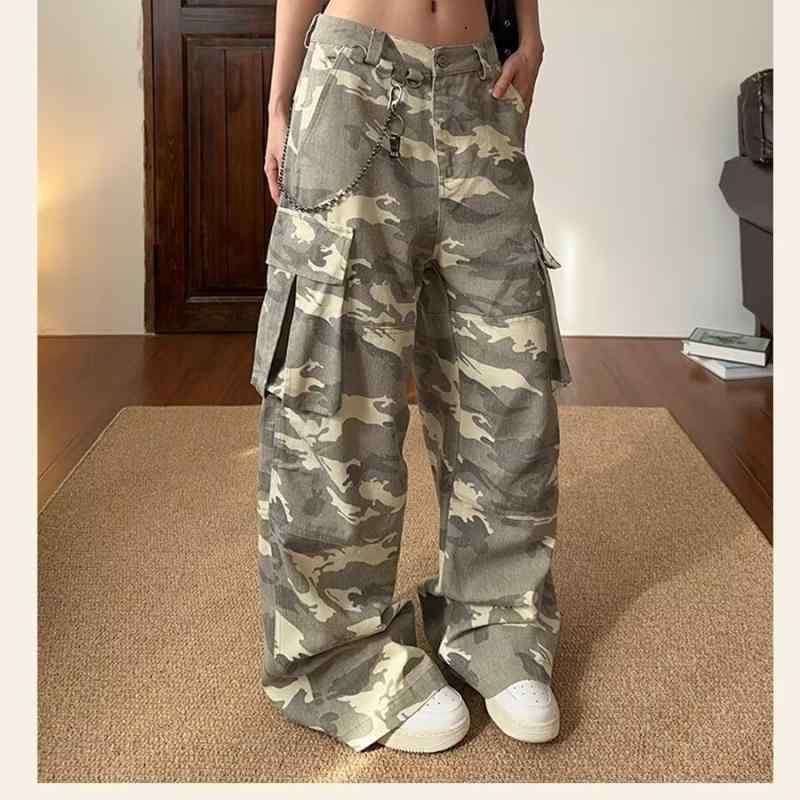 パンツ レディース 迷彩柄 カーゴパンツ ミリタリー ワークパンツ 高腰 ズボン 接触冷感 ストリート カジュアル 春夏