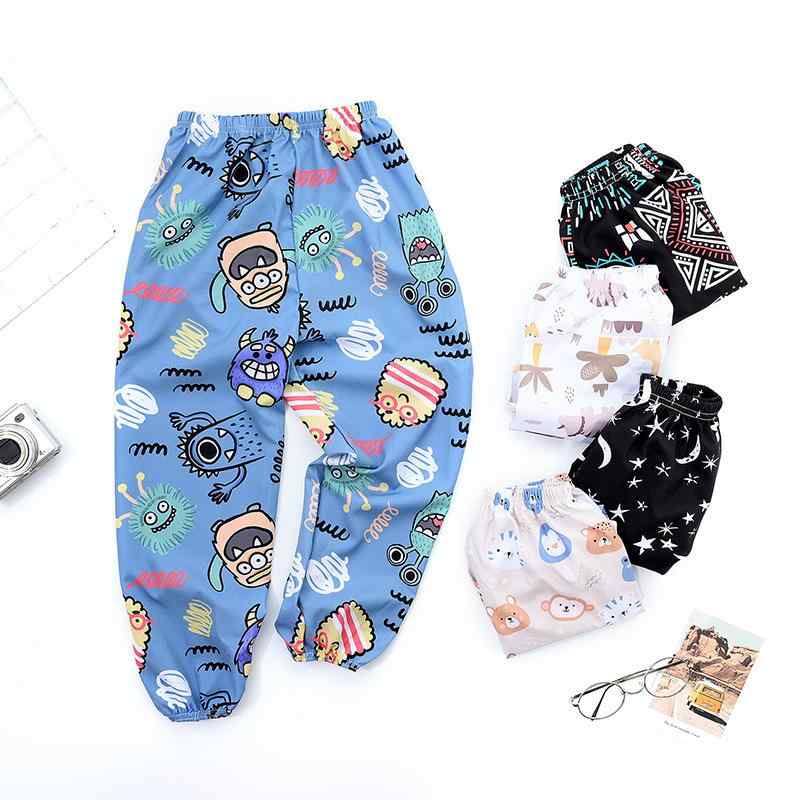 子供服 ランタンパンツ 男女兼用 綿 ポリエステル カートゥーン柄 プリント ウエストゴム 絞り 蚊対策 虫よけ ズボン 春夏 秋 中小子供サイズ 90cm 100cm 110cm 120cm 130cm 140cm 150cm