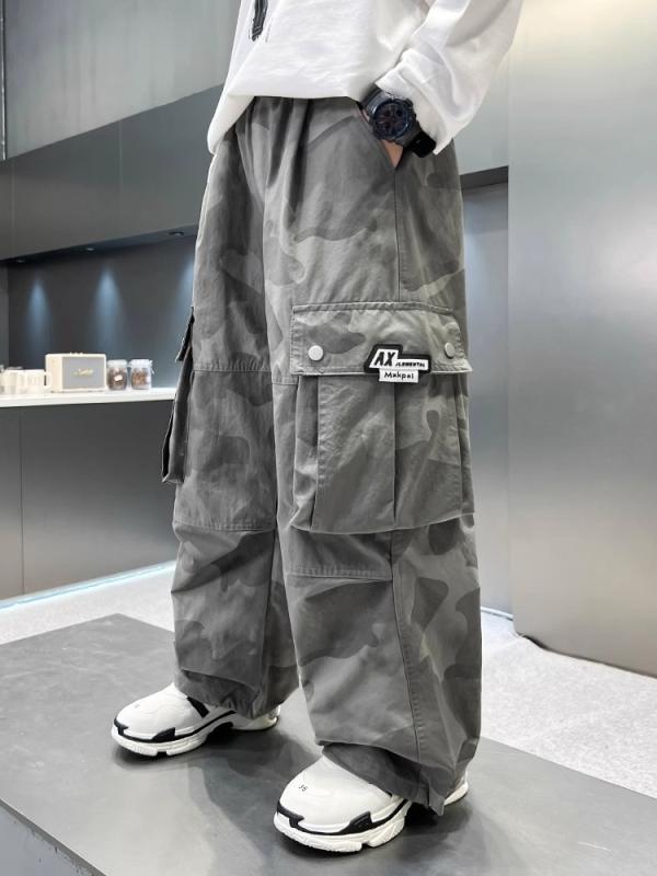 乐天商城 - 子供用 迷彩柄 カーゴパンツ ロングパンツ 春秋 中 крупный 子供服 ゆったり ポリエステル 男の子 女の子 グレー グリーン