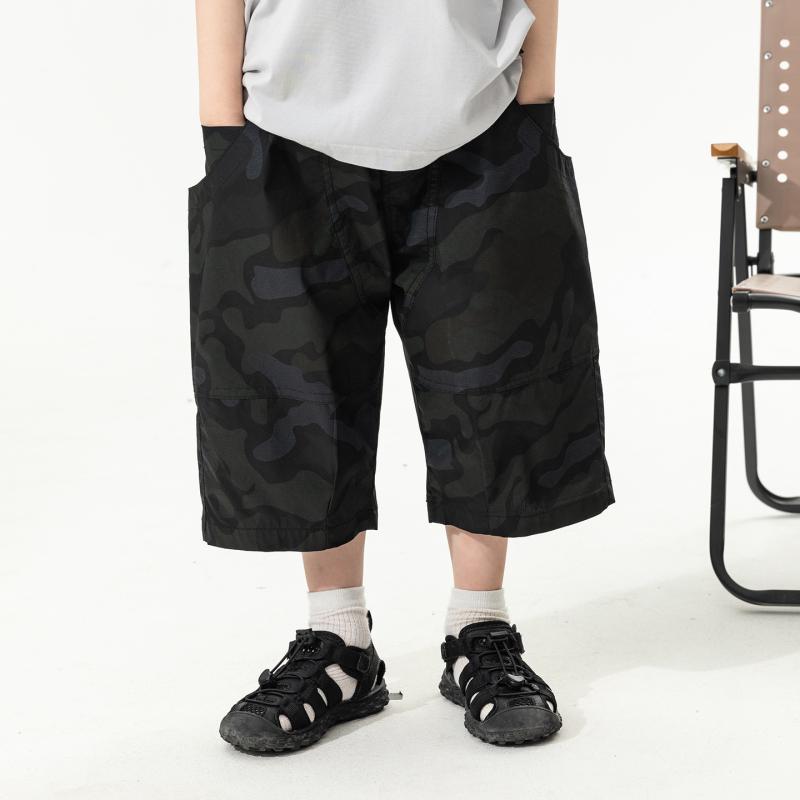 子供用パンツ 男の子 迷彩柄 カーゴパンツ 七分丈 薄手 夏 アウトドア 普段使い 通気性 コットン混紡 90cm 100cm 110cm 120cm 130cm 140cm
