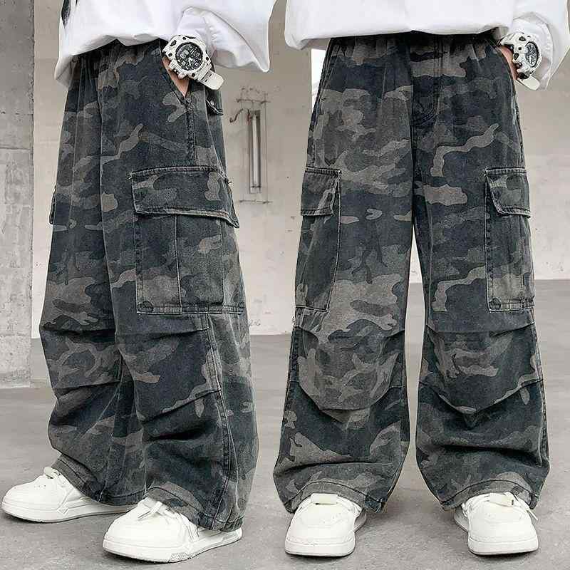 子供服 カーゴパンツ 男の子 ボーイズ 春秋 ロングパンツ ワイドレッグパンツ 迷彩柄 カジュアル 110 1..