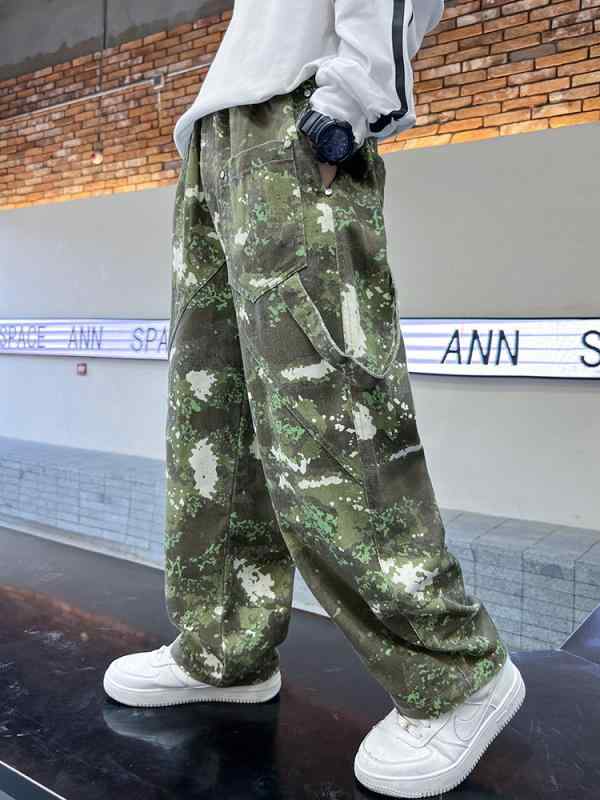 キッズ 迷彩 カーゴパンツ 春秋 長ズボン 男の子 ボーイズ 子供 8歳以上 中大童 綿 120cm 130cm 140cm 150cm 160cm 170cm アウトドア スポーツ 普段使い