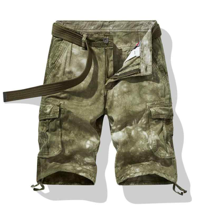 Bottoms - ハーフパンツ メンズ 男性用 カーゴパンツ ワークパンツ 5分丈 コットン 綿 迷彩柄 ゆったり ルーズフィット ポケット 多数 黒 ブラック ブルー 青 カーキ カジュアルパンツ