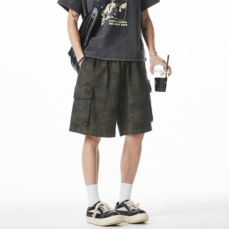 Rakuten - ハーフパンツ メンズ 迷彩柄 キャンバス ワークパンツ カーゴパンツ ワイド 大容量ポケット ミリタリー スタイル 春秋
