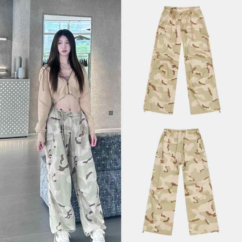 パンツ レディース 迷彩 カーゴパンツ ワークパンツ ローライズ 調整可能 ドローストリング コットン ゆったり ストリート カジュアル 秋冬(4.0)