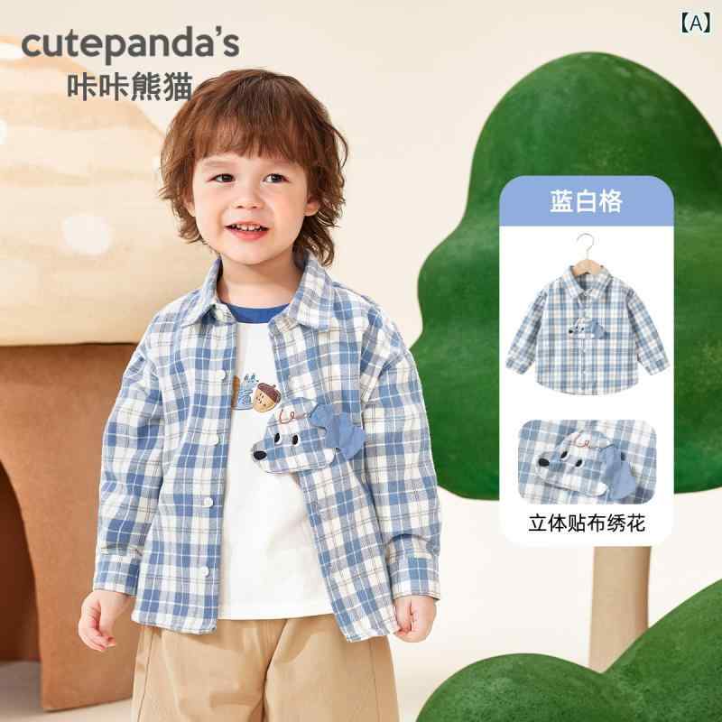 シャツ キッズ 子供用 長袖 格子柄 コットン 春秋 ベビー 幼児 トップス 73CM 80cm 90cm 100cm 110cm 120cm ブルー系 イエロー系 グリーン系