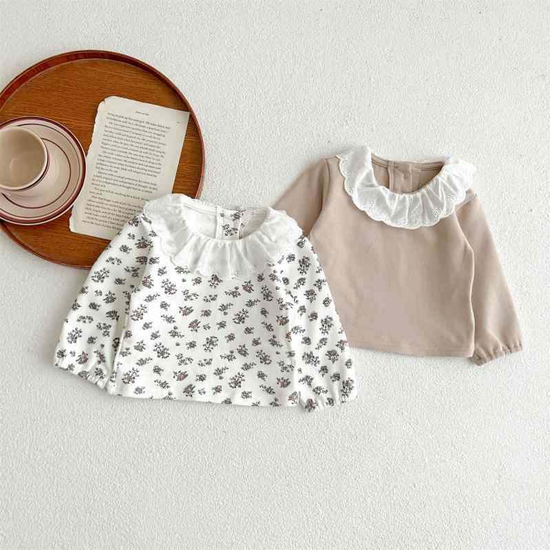 Tシャツ キッズ服 長袖 カットソー 綿100% フラワープリント 丸首 春秋 かわいい 普段使い 66cm 73cm 80cm 90cm 100cm 110cm 120cm