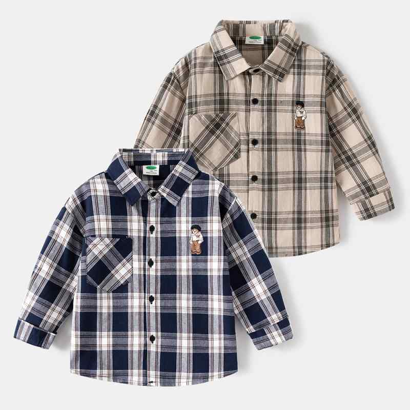 ・カテゴリ: 子供用シャツ・対象: 男の子・対象年齢: 8歳以上(140cm以上)・スタイル: 韓国風・ネックライン: 襟付き・生地加工: 柔らか加工・袖丈: 長袖・柄: 格子柄・要素: カートゥーン・主な素材: 綿・主素材の含有量: その他・安全レベル: B類・色: ライトグリーン、ダークブルー・対応身長: 100cm、110cm、120cm、130cm、140cm、150cm