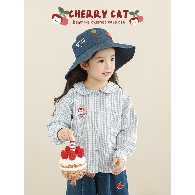 ・対象: 女の子・対象年齢: 3～8歳 (100～140cm)・実写画像: モデルあり・スタイル: 韓国風・襟型: 襟付き・生地加工: 柔らか加工・袖丈: 長袖・柄: 格子柄・要素: トレンド・主な生地成分: ポリエステル81.3%・安全レベル: A類・色: ブルー・適合身長: 80cm、90cm、100cm、110cm、120cm、130cm、140cm・カテゴリー: 子供用シャツ