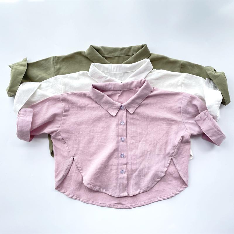 ・カテゴリ: シャツ・対象: 子供・スタイル: カジュアル・ネックライン: 襟付き・袖丈: 長袖・素材: 綿・素材構成: 綿95%・色: オリーブ色, 米白色, 藕色・サイズ: 80cm, 90cm, 100cm, 110cm, 120cm, 130cm・対象年齢: 中小 детские (3~8歳, 100~140cm)