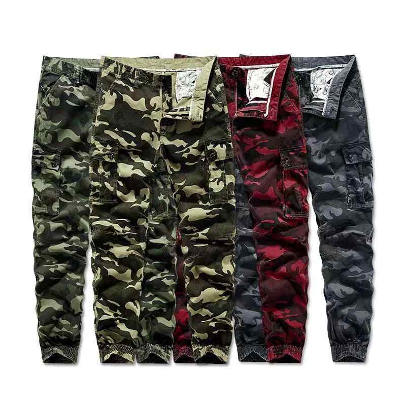 カーゴパンツ メンズ 男性用 ミリタリー 迷彩柄 ストレートパンツ ロングパンツ ズボン ボトムス カーキ グリーン レッド グレー 綿100% 春秋 アウトドア 普段使い
