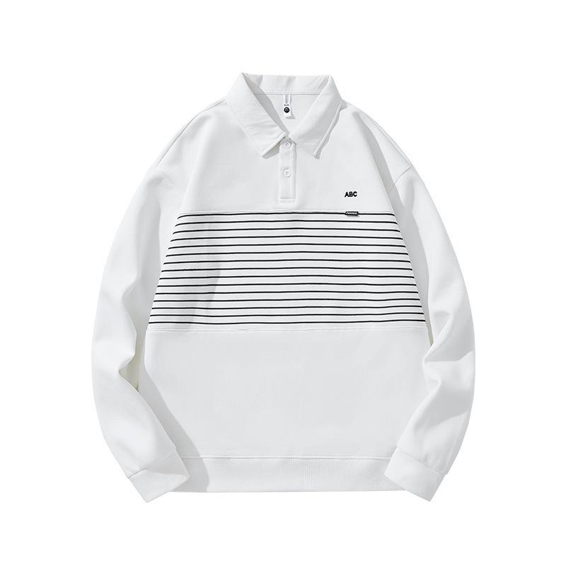 ポロシャツ メンズ 裏起毛 暖かい 厚手 長袖 コットン ゆったり シンプル トップス 秋冬 白 黒 グレー