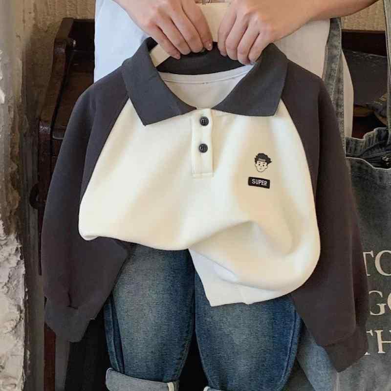 Other - 子供用トレーナー キッズ 男女兼用 プルオーバー 長袖 トップス カットソー 春秋 カジュアル かわいい プリント ロゴ 配色 ポロシャツ風 90cm 100cm 110cm 120cm 130cm 140cm 150cm 160cm