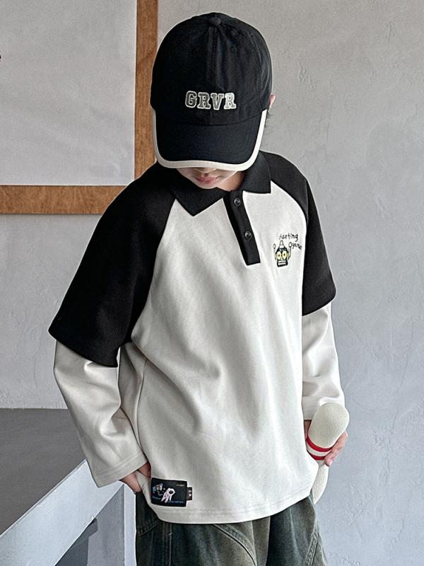 Tシャツ 子供服 長袖ポロシャツ 春秋 男の子 キッズ 秋服 トップス 綿100％ カット...