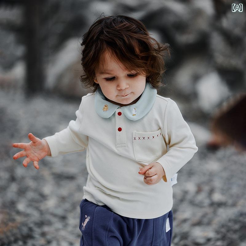 Tシャツ キッズ ベビー 長袖 トップス 男女兼用 子供服 春秋 北欧風 綿100% オフホワイト 73cm 80cm 90cm 100cm 110cm 120cm