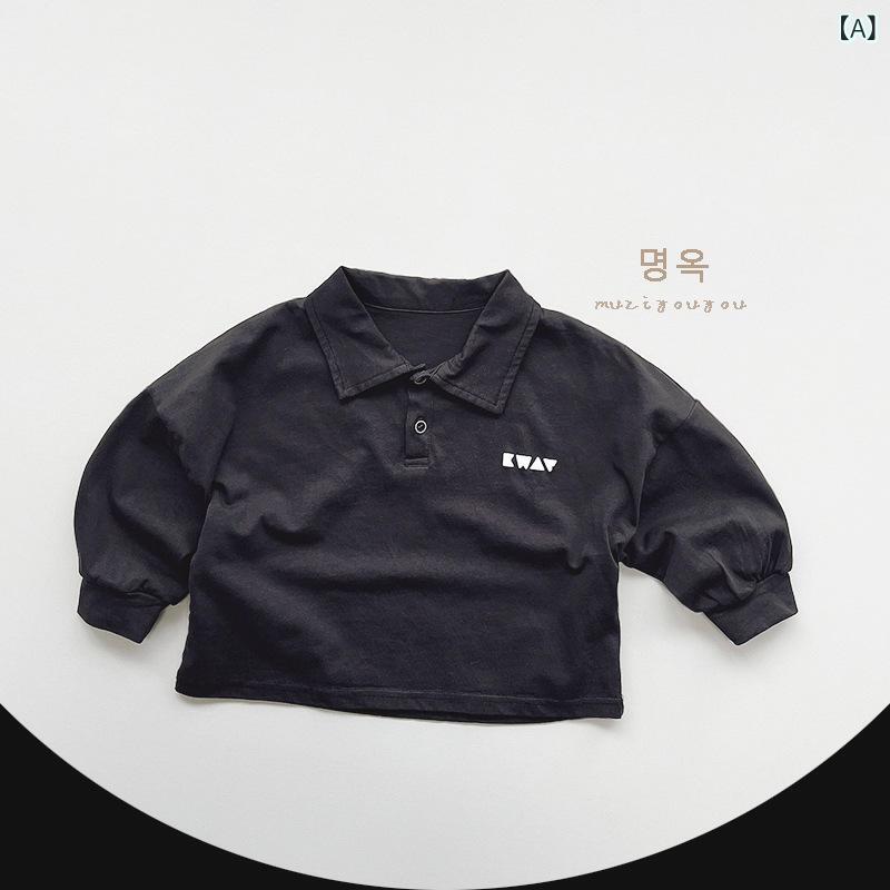 Tシャツ キッズ 子供服 長袖ポロシャツ 春秋 男女兼用 韓国風 トップス カットソー...