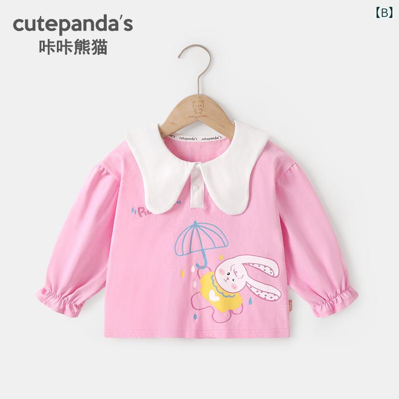 Tシャツ 女児 長袖 ポロシャツ 子供服 春秋 ベビー トップス カットソー 綿100% 73CM 80cm 90cm 100cm 110cm 120cm かわいい カジュアル 普段使い