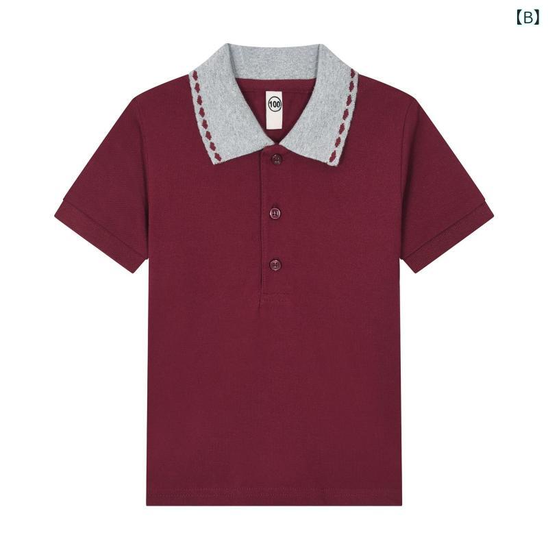 シャドーテールのTシャツ キッズ 子供 長袖 男女兼用 ポロシャツ スクール 中小学生 白 襟付き 綿100% 通学着 普段使い｜アングル3