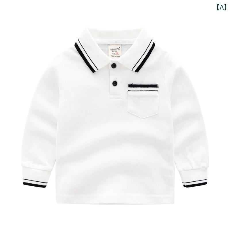 Tシャツ キッズ 男の子 子供 長袖 トップス 春秋 綿 翻襟 カットソー ボーイズ カ...