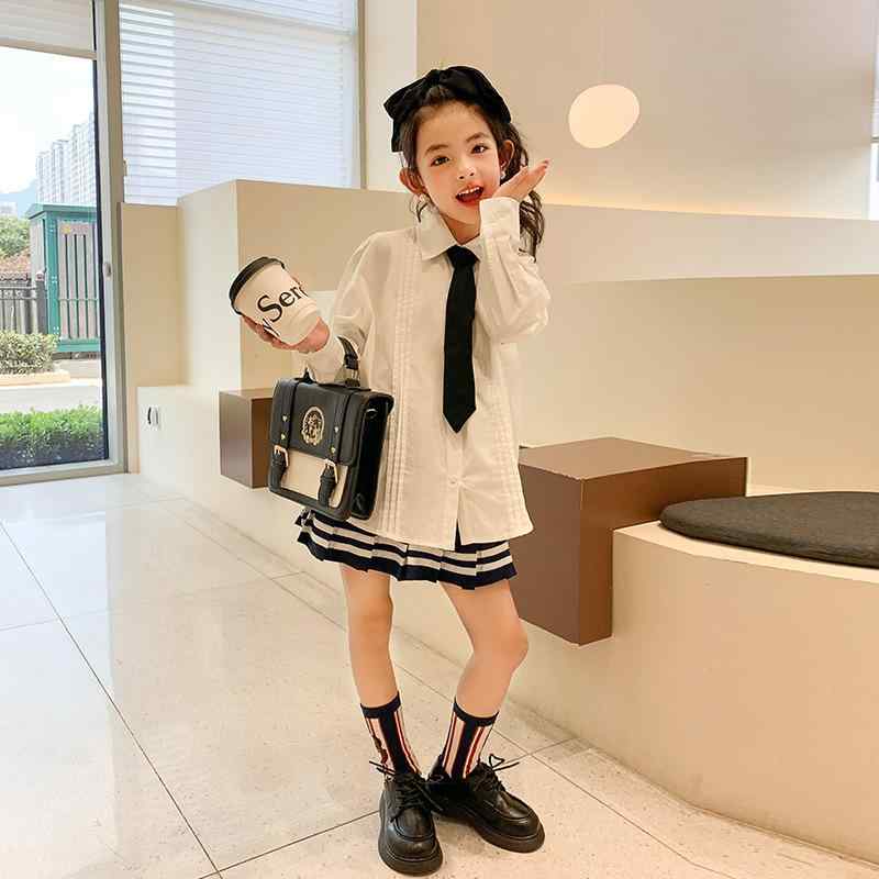 子供服 女の子 長袖シャツ 韓国風 春秋 学院風 白シャツ 発表会 演奏会 普段着 通学着