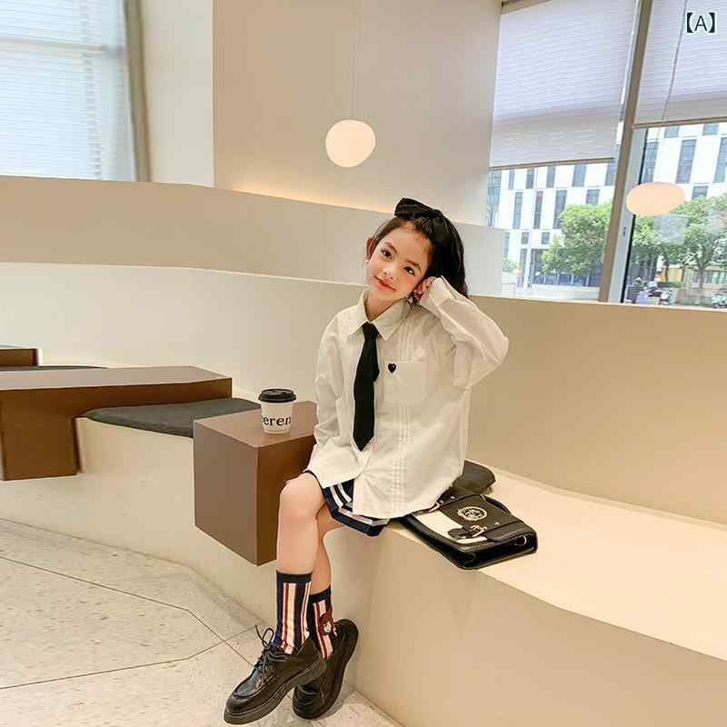 子供服 女の子 長袖シャツ 韓国風 春秋 学院風 白シャツ 発表会 演奏会 普段着 通学着 2