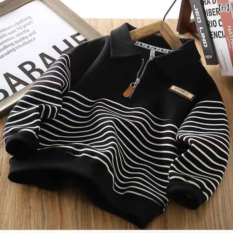 シャツ キッズ ストライプ柄 長袖シャツ 子供服 トップス 春秋 男女兼用 カジュアル 再生繊維