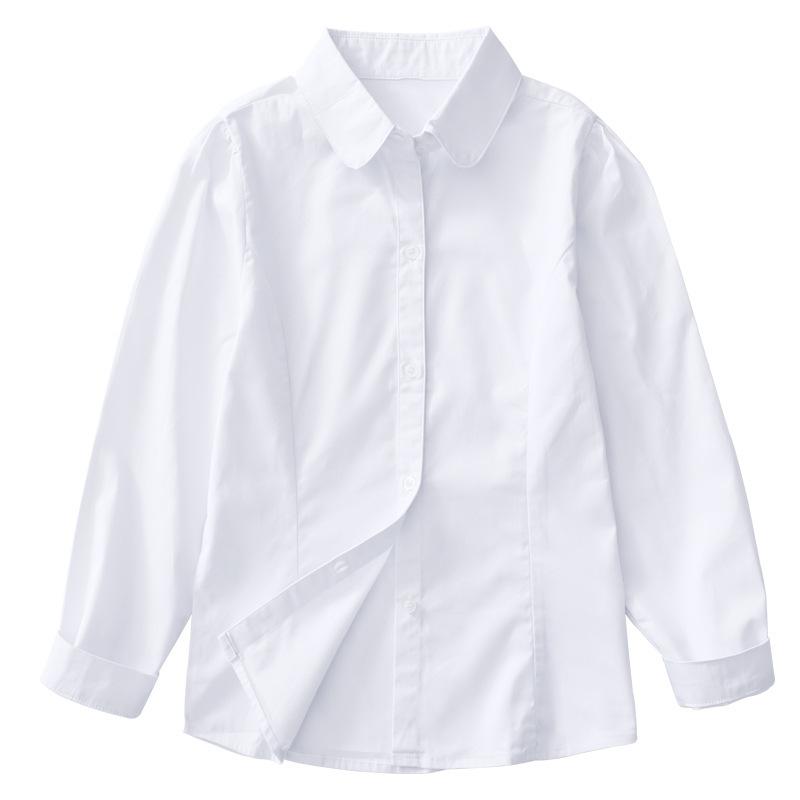 シャツ ガールズ 長袖 白 ブラウス 子供服 小学生 スクール 制服 トップス 学院風 春秋 綿100% 110cm 120cm 130cm 140cm 150cm 160cm 170cm