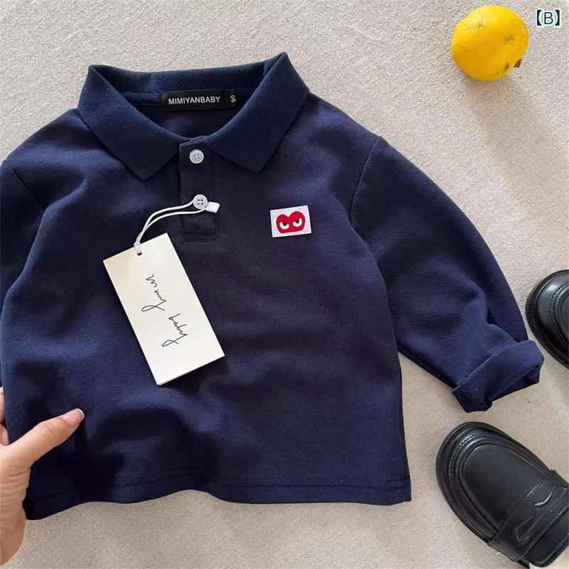 ポロシャツ キッズ 長袖 男の子 Tシャツ 子供 無地 トップス カットソー 綿100％ 8...
