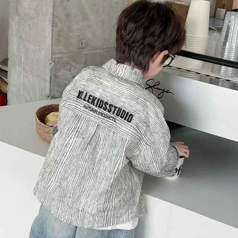 シャツ キッズ 男の子 ストライプ柄 コットン 春秋 薄手 長袖 ボーイズ 100 110 120 130 140 150cm