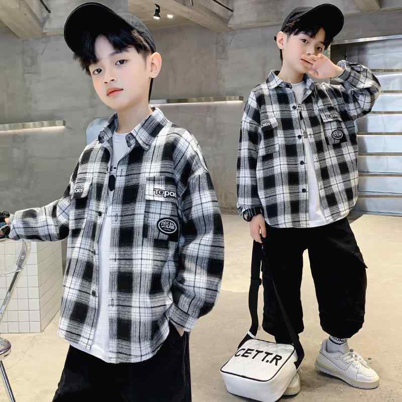 シャツ キッズ 男の子 長袖 コットン 格子柄 春秋 中大童 カジュアル 普段着 ネル...