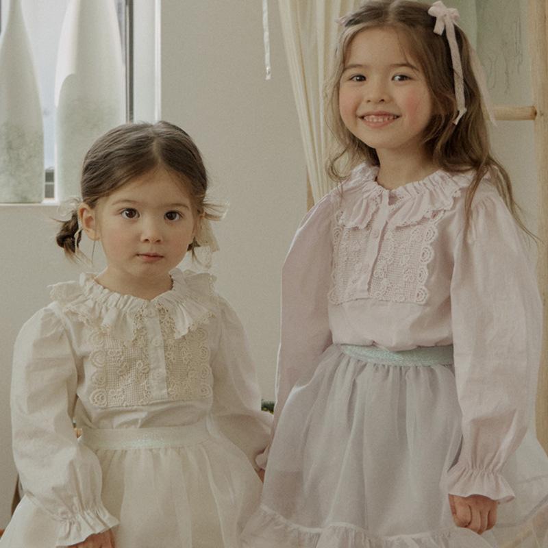 シャツ ガールズ 子供服 韓国風 コットン 花柄 フリル襟 長袖 トップス 90cm 100cm 110cm 120cm 130cm 140cm 150cm 春秋 かわいい おしゃれ