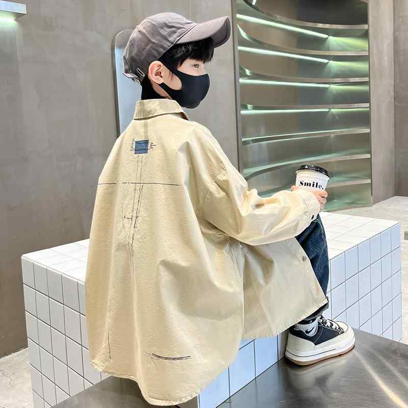 シャツ キッズ 男の子 長袖 コットン ネルシャツ 無地 カジュアル 120cm 130cm 140cm 150cm 160cm 170cm