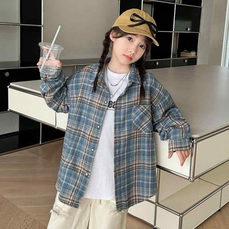 ・対象: 女の子・対象年齢: 8歳以上・スタイル: カジュアル・襟の形: 襟・袖丈: 長袖・柄: 格子柄・素材: ポリエステル・生地: その他・安全等級: B類・色: ブルー、イエロー・身長: 120cm、130cm、140cm、150cm、160cm、170cm・カテゴリ: シャツ