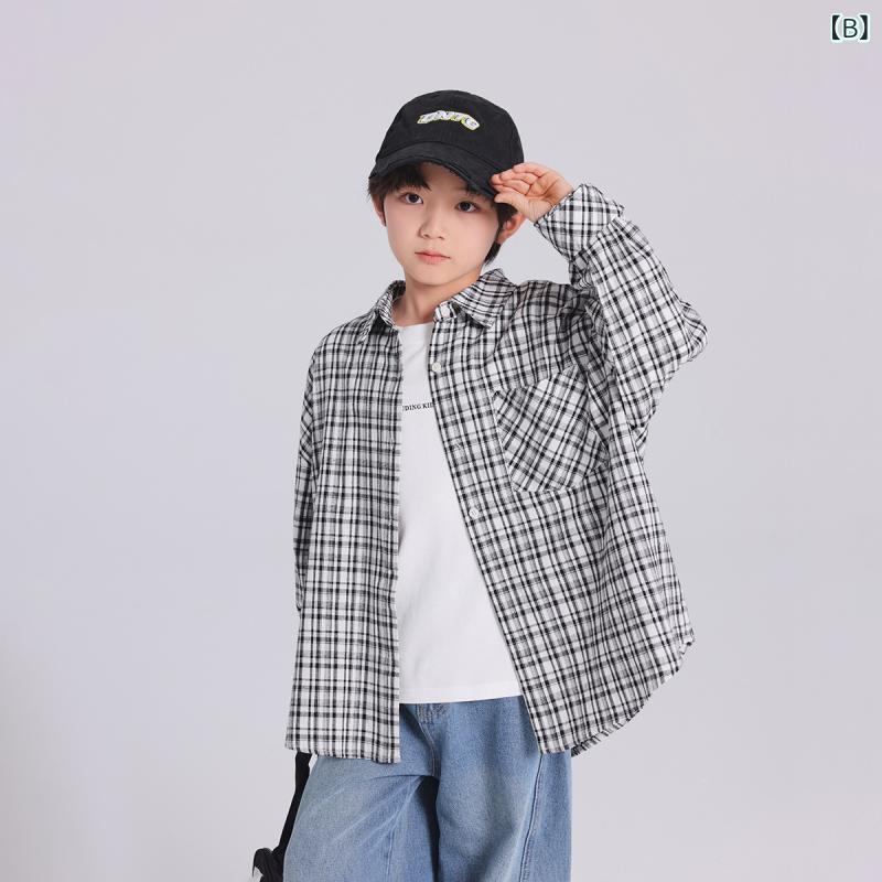 シャツ キッズ 男の子 ネルシャツ チェック柄 コットン 普段着 長袖 春秋 イエロー系 ブルー系 ブラック系 ホワイト系