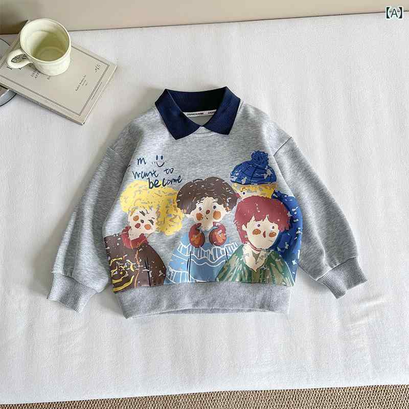 子供用トレーナー キッズ 男女兼用 トップス 長袖 カートゥーン 配色 春秋 綿混紡 普段着 通園着 グレー 90cm 100cm 110cm 120cm 130cm 140cm 150cm