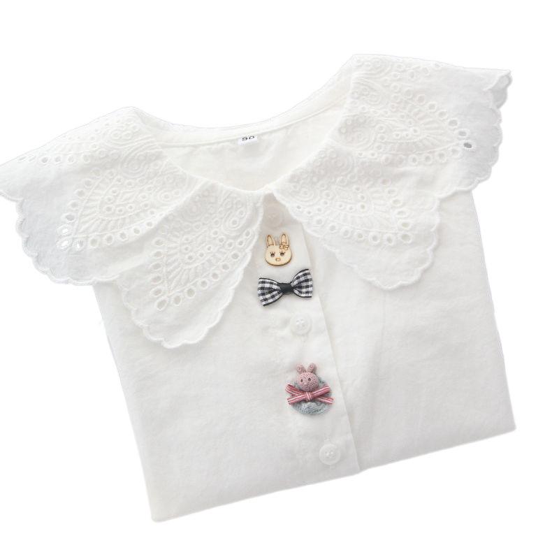 シャツ ガールズ 子供服 春秋 長袖 襟付き レース 蝶結び かわいい おしゃれ 上着 トップス ブラウス ..