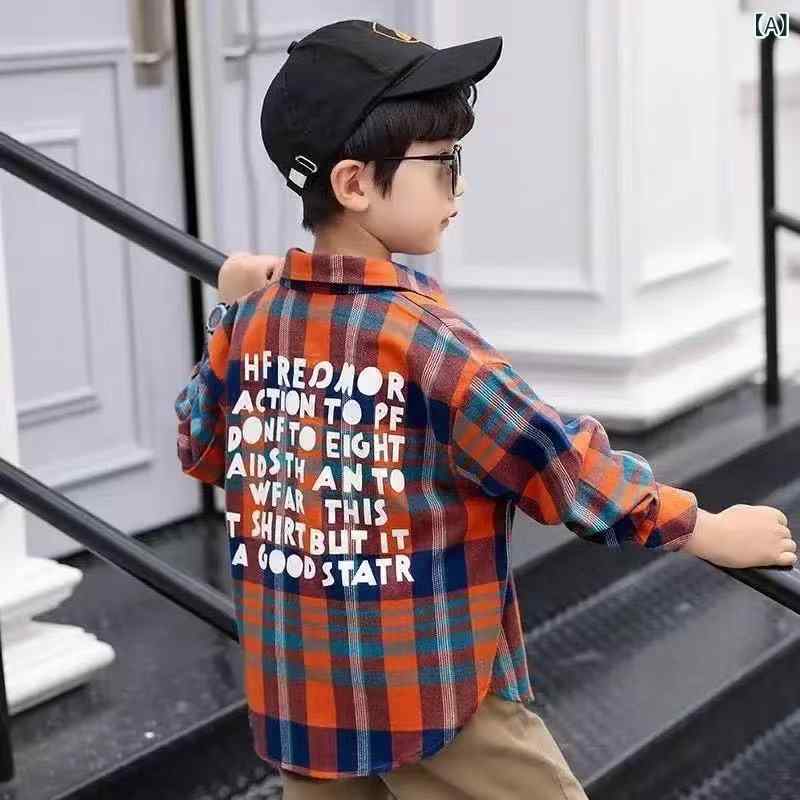 シャツ キッズ 男の子 子供服 長袖 格子柄 春秋 トップス 韓国風 コットン 100 110 120 130 140 150 160cm