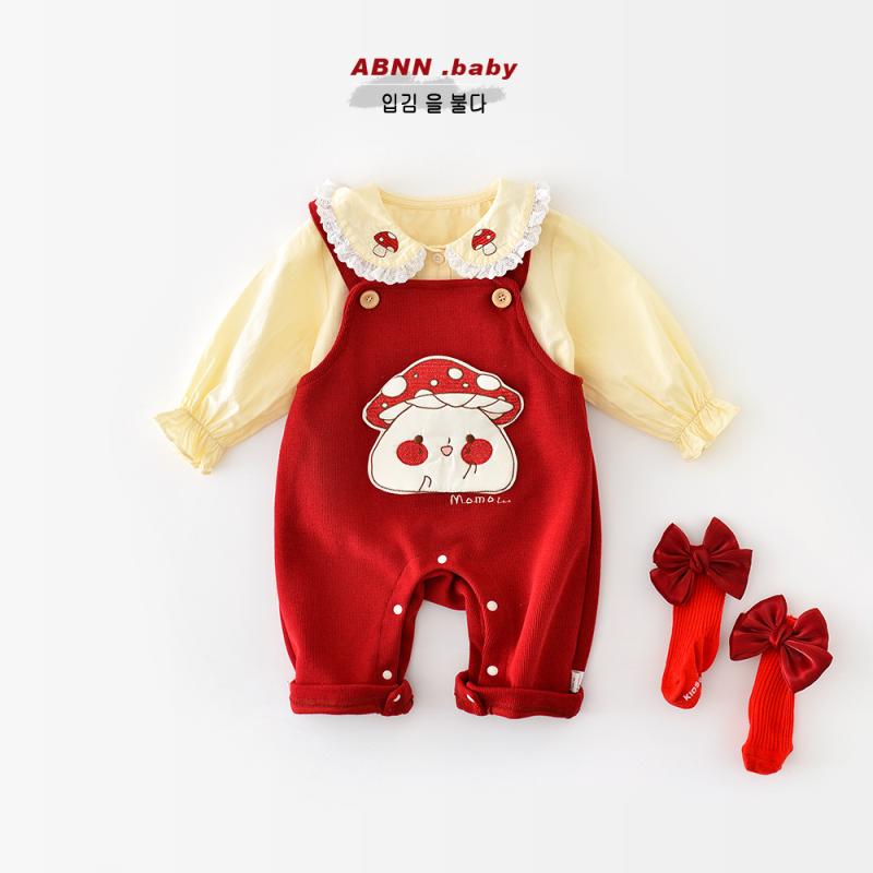 シャツ ベビー服 女の子 秋物 襟付き トップス 乳幼児 長袖 コットン100% かわいい キノコ刺繍 アイボ..