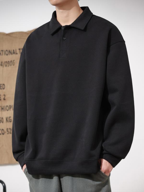 Other - ポロシャツ メンズ 長袖 Tシャツ カットソー 襟付き 無地 ゆったり 厚手 コットン カジュアル トップス 秋冬